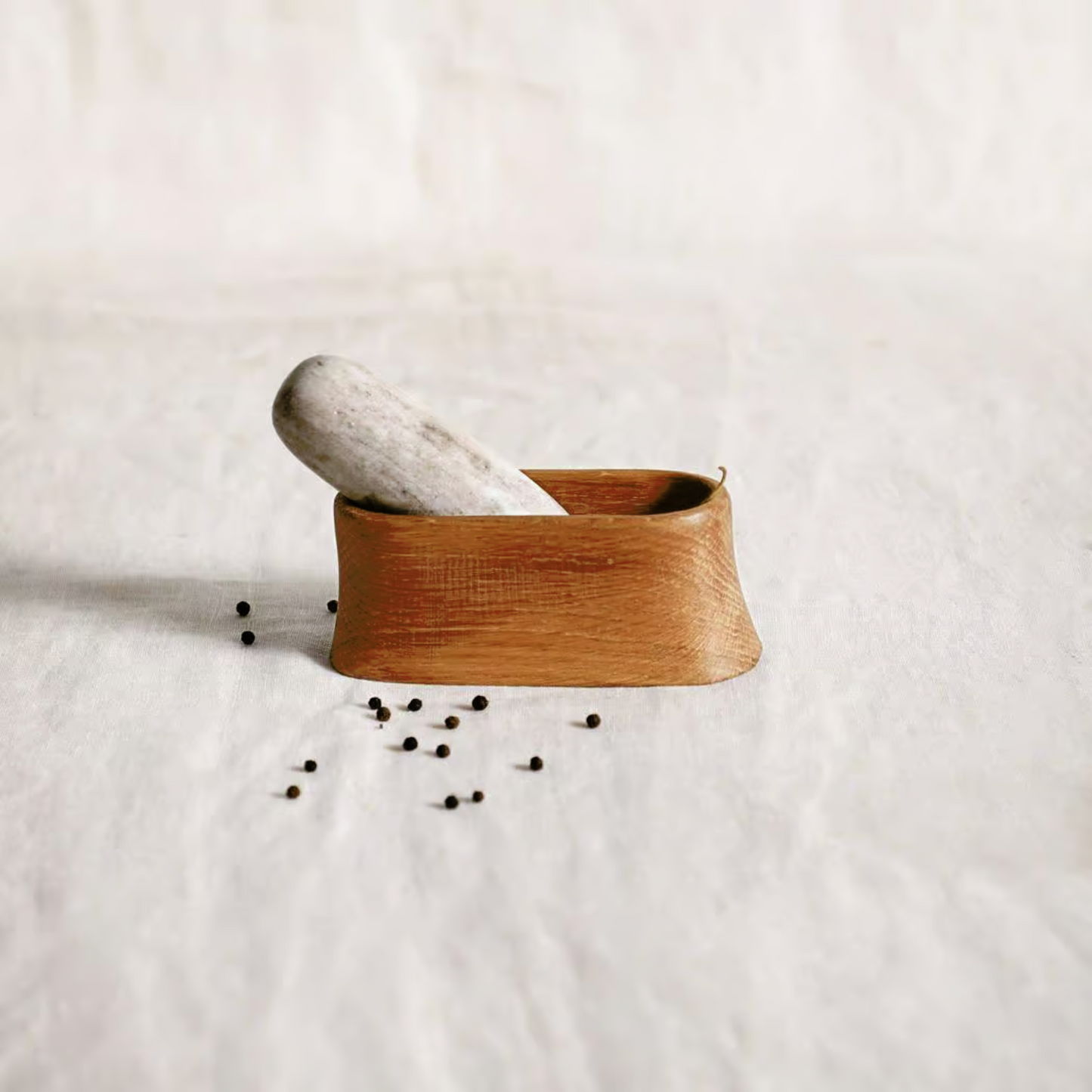 Oak Mortar And Marble Pestle by The Collective Home