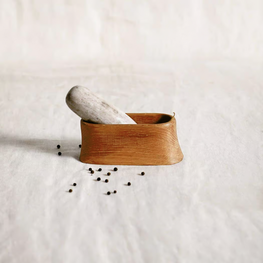 Oak Mortar And Marble Pestle by The Collective Home