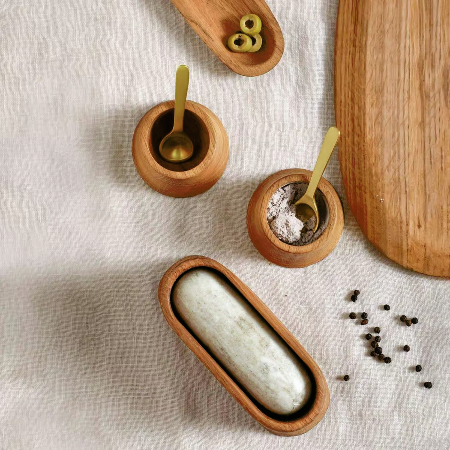 Oak Mortar And Marble Pestle by The Collective Home