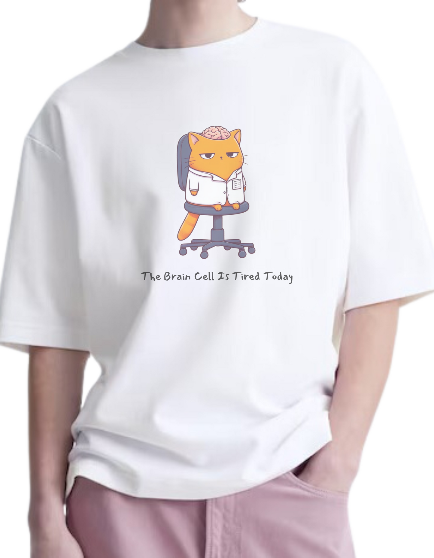 Cotton Crew Neck Oversized T-Shirt_Tired Cat